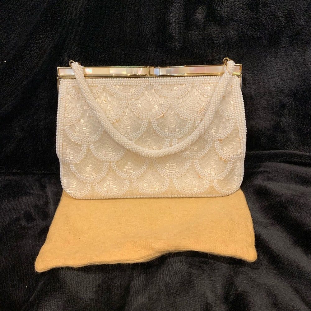 Vintage 1920s Ivory Beaded Evening Bag